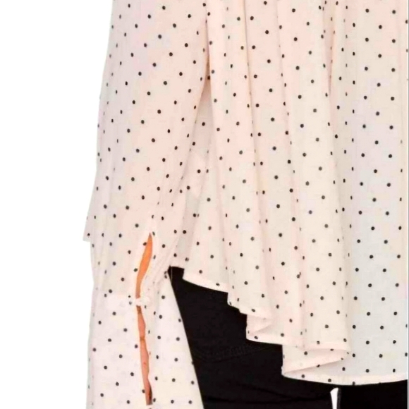 Free People Kennedy Ivory Black Polka Dot Button Down Blouse - Picture 3 of 8